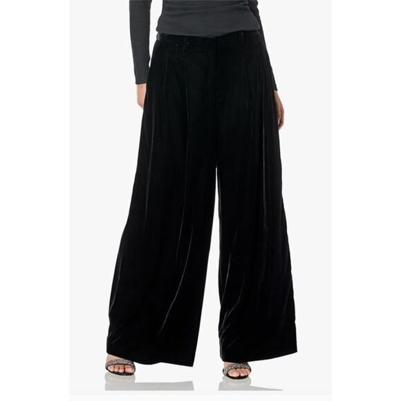 Theory Women’s Black Velvet Low Rise Wide Leg Pleated Pants Size 6 - Picture 14 of 14